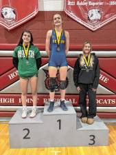 <b>Senior Lily Henderson wins the 107-pound title in the Hunterdon/Warren/Sussex Tournament on Sunday, Jan. 5. (Photos provided)</b>