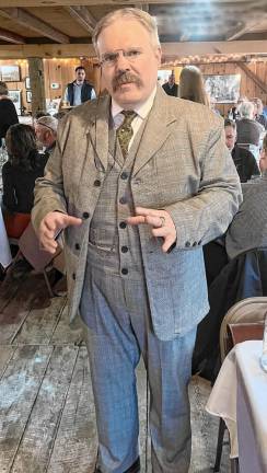 A Teddy Roosevelt re-enactor attends a recent dinner of the Sussex County Historical Society’s Wayne McCabe. (Photo by Bill Truran)