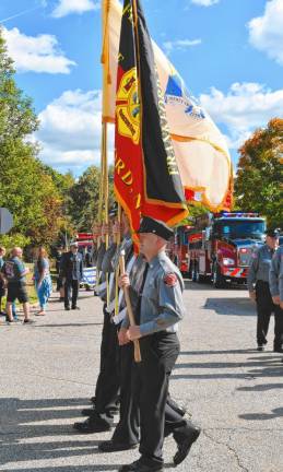 Frankford Township Fire Department members march in the parade.