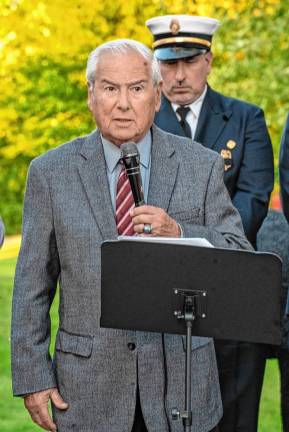 <b>Township Council president Patrick Rizzuto speaks at the ceremony.</b>