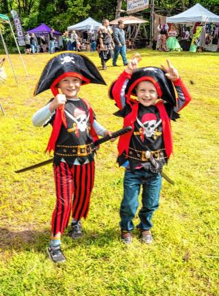 James and Ollie Diken are dressed as pirates.