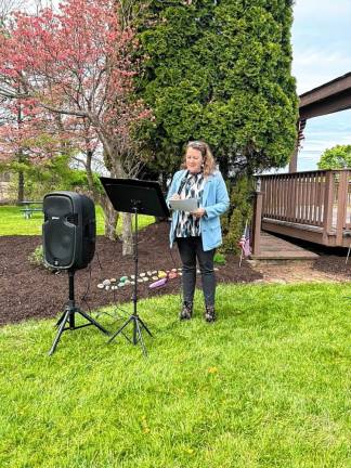 Lois Johann of the state Department of Transportation speaks at the ceremony.