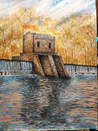 ’Speedwell Dam Waterfall’ by Ewa Pokora of Stockholm is in ‘Entr’Exhibit: Your Water, Your Future’ at Farmstead Arts in Basking Ridge.