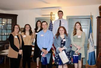 From left are Sally Burns, chairwoman of the Chinkchewunska Chapter’s Good Citizen Award Committee, with award winners Victoria Annunziata, Riley Hough, Jayson Morton, Jonathan Chromcik, Nicole Koger and Hanna Reardon. (Photo provided)