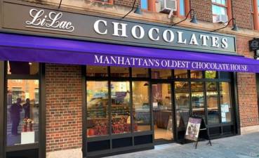 The exterior of Manhattan’s oldest Chocolate House on 75 Greenwich Ave., one of its four retail outlets in the borough. Photo: Li-Lac Chocolates