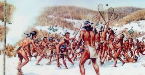 Native Americans Playing Lacrosse Photograph by Photo Researchers