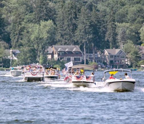 A patriotic boat parade