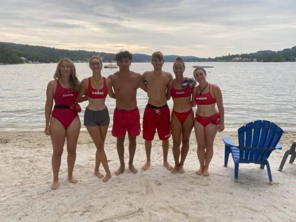 From left are Lake Mohawk lifeguards Alicia Gaines, McKaela Reekie, Jake Koener, Gabe Harrison, Catherine Gaines and Ella Duphney. They placed second this year after winning last year.