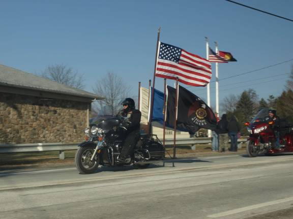 The riders leaving the firehouse Wednesday morning for a tour of Sussex County.