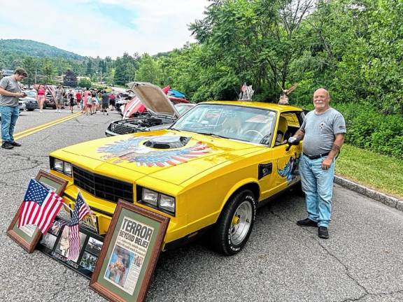 1984 Monte Carlo decorated in memory of the Sept. 11, 2001, terrorist attacks. It is owned by Dave Miller of Green Township.