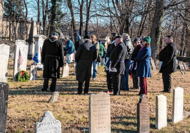 People gather for the Wreaths Across America ceremony Saturday, Dec. 14 at the Old Newton Burial Ground. (Photo by Nancy Madacsi)