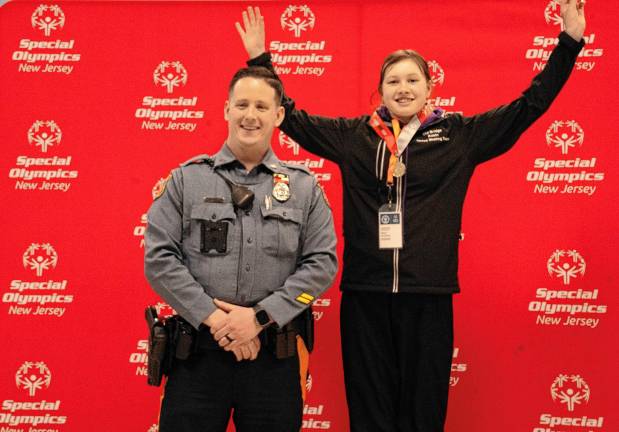 Hardyston Police Officer Jared Edelbach and Isabella Szulc.