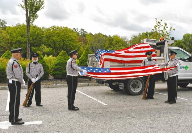 The American flag is folded.