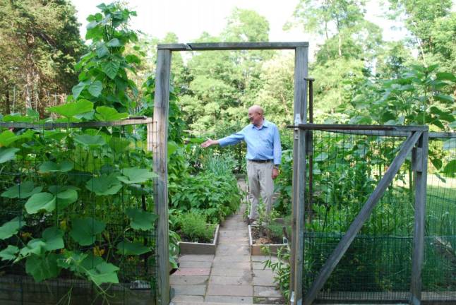 Gardener Klaas Vogel invites attendees to his backyard veggie patch, where he grows a variety of lettuce, beans, celery, eggplant, peppers, spinach, herbs, onions, tomatoes and more. He is one of the 17 local food gardeners participating in this year’s Kitchen Garden Tour on Sunday. Tickets are available at kitchengardentours.com. File photo.