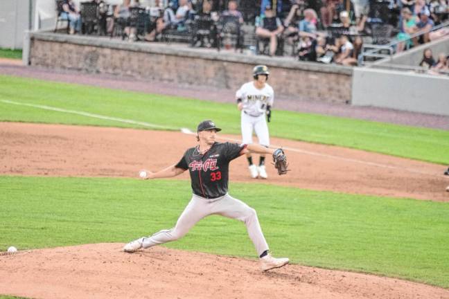 Tri-City ValleyCats pitcher Zeke Wood threw for three innings with two strikeouts.