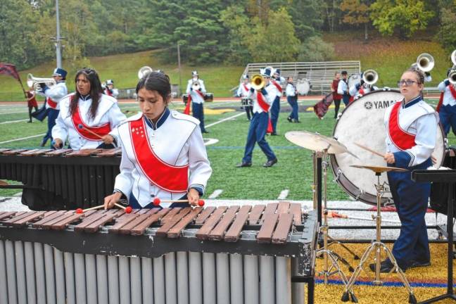 The Lenape Valley Regional High School Marching Band competes Saturday, Sept. 28 in the Highlander Marching Classic in West Milford. (Photos by Rich Adamonis)