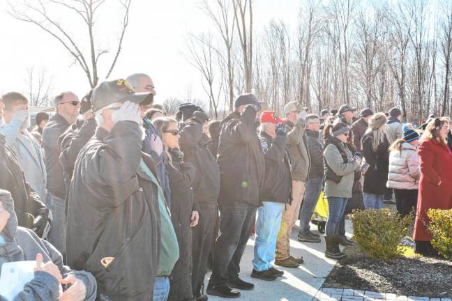 Veterans salute during the Wreaths Across America ceremony in Sparta. (Photo by Maria Kovic)