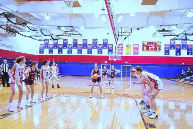 Lenape Valley's Addison Coles focuses on the hoop from the free throw line. She scored six points.