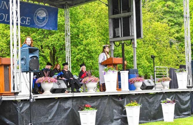 At one point during the ceremony, the power went out and speakers had to shout.