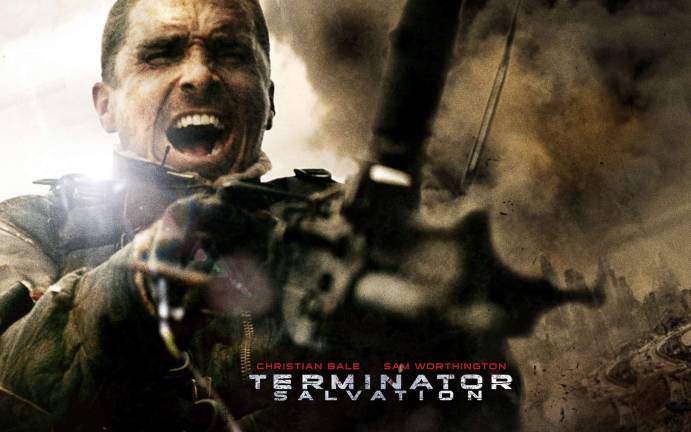 Christian Bale featured in the movie poster for the PG-rated &quot;Terminator Salvation&quot;
