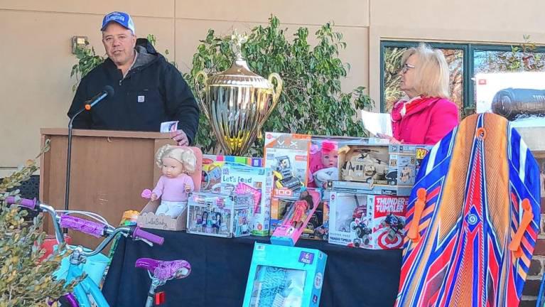 State Sen. Parker Space, R-24, speaks Oct. 25 at Project Self-Sufficiency’s launch of its annual Season of Hope toy drive in Newton. (File photo by Kathy Shwiff)