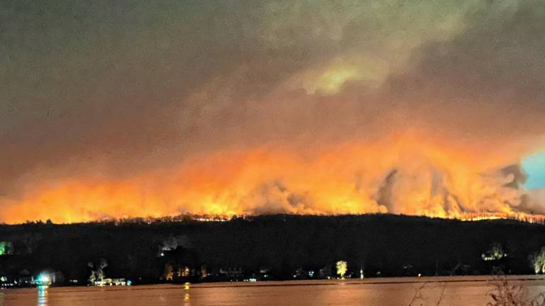 Wildfires are visible from the west side of Greenwood Lake at 2 a.m. Sunday, Nov. 10. (Photos by Denise von Wilke)